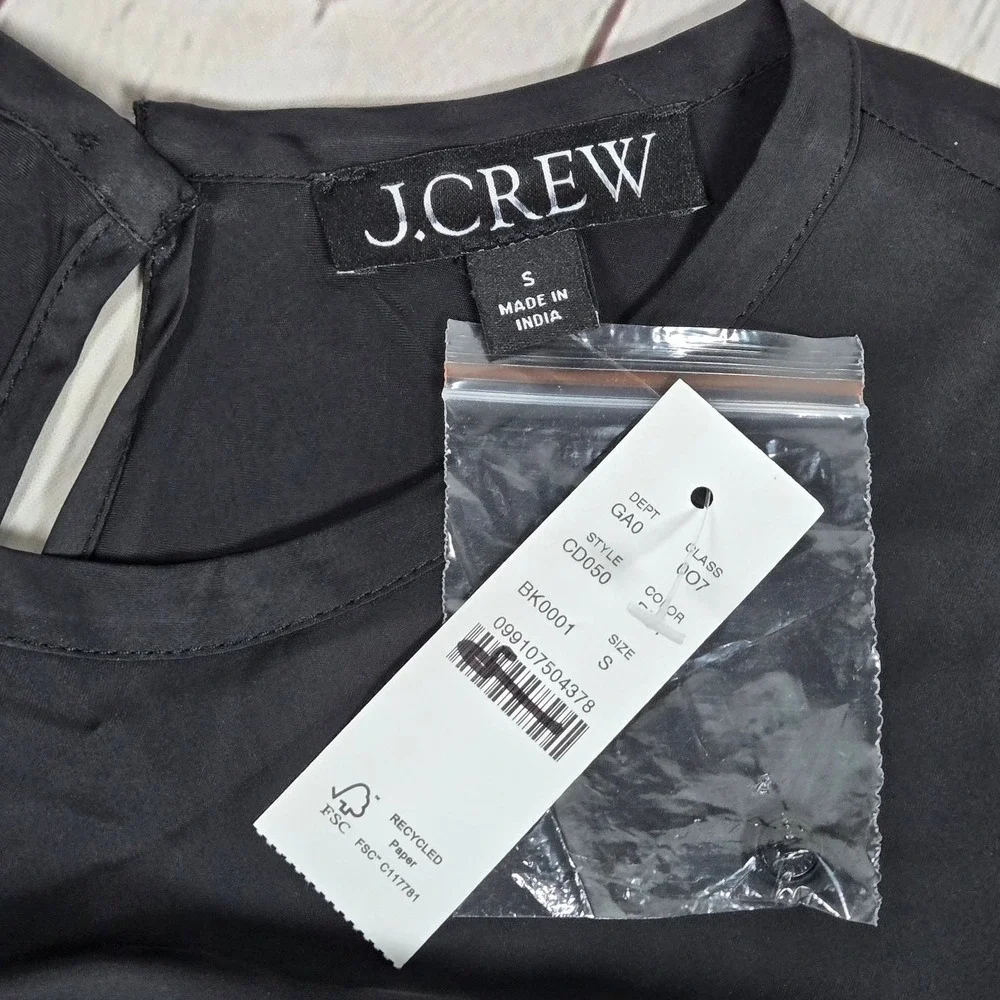 J. Crew Black Short Sleeve Satin like Tee